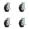 Service Caster 6 Inch Rubber on Aluminum Swivel Caster Set with Roller Bearings and Brakes SCC SCC-30CS620-RAR-TLB-4 - alternate 1